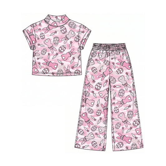 9.3 GSPO2380 Preorder Baby Girls Pink Camo Bunny Mock Neck Outfit