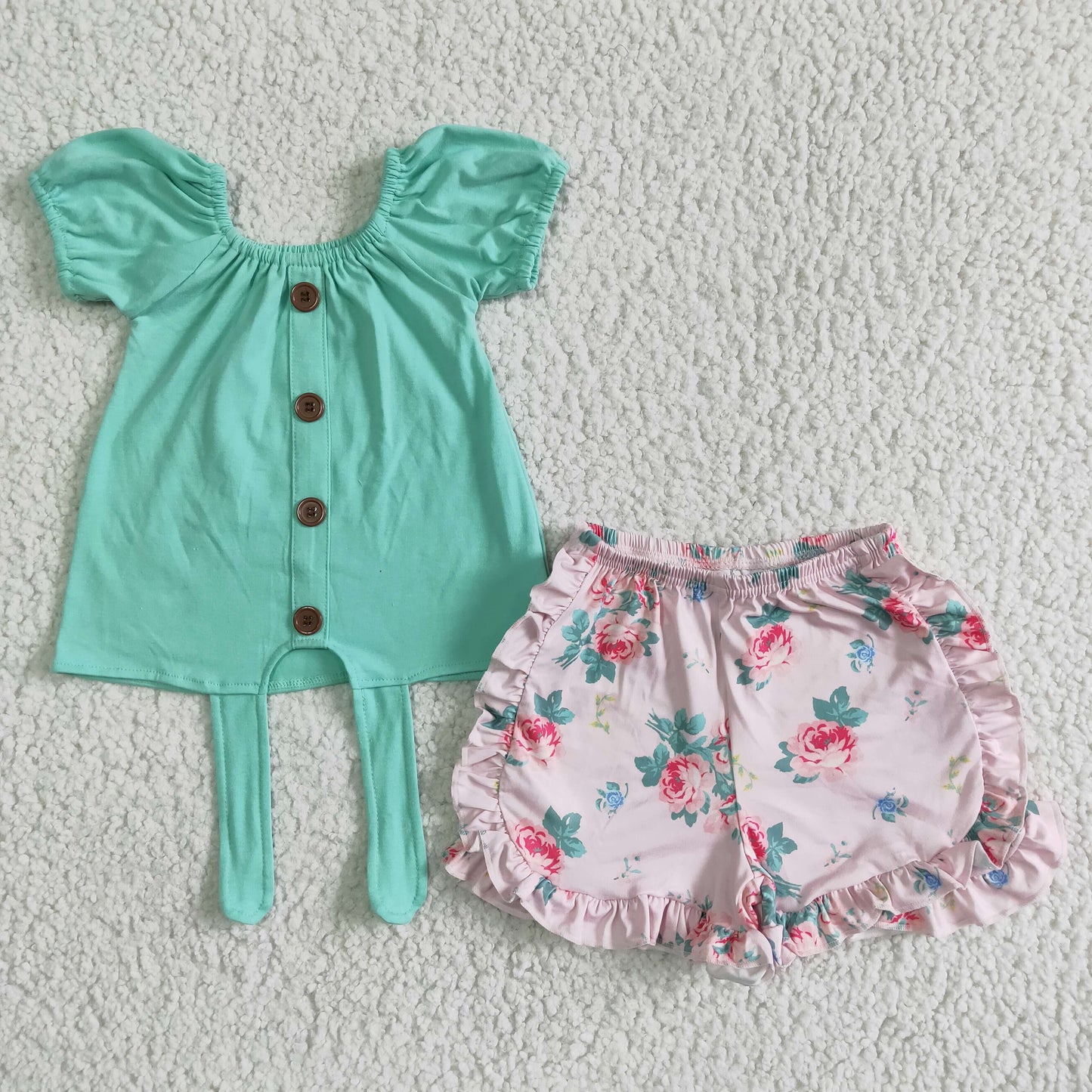 (Promotion)Short sleeve ruffles shorts summer outfits   GSSO0034