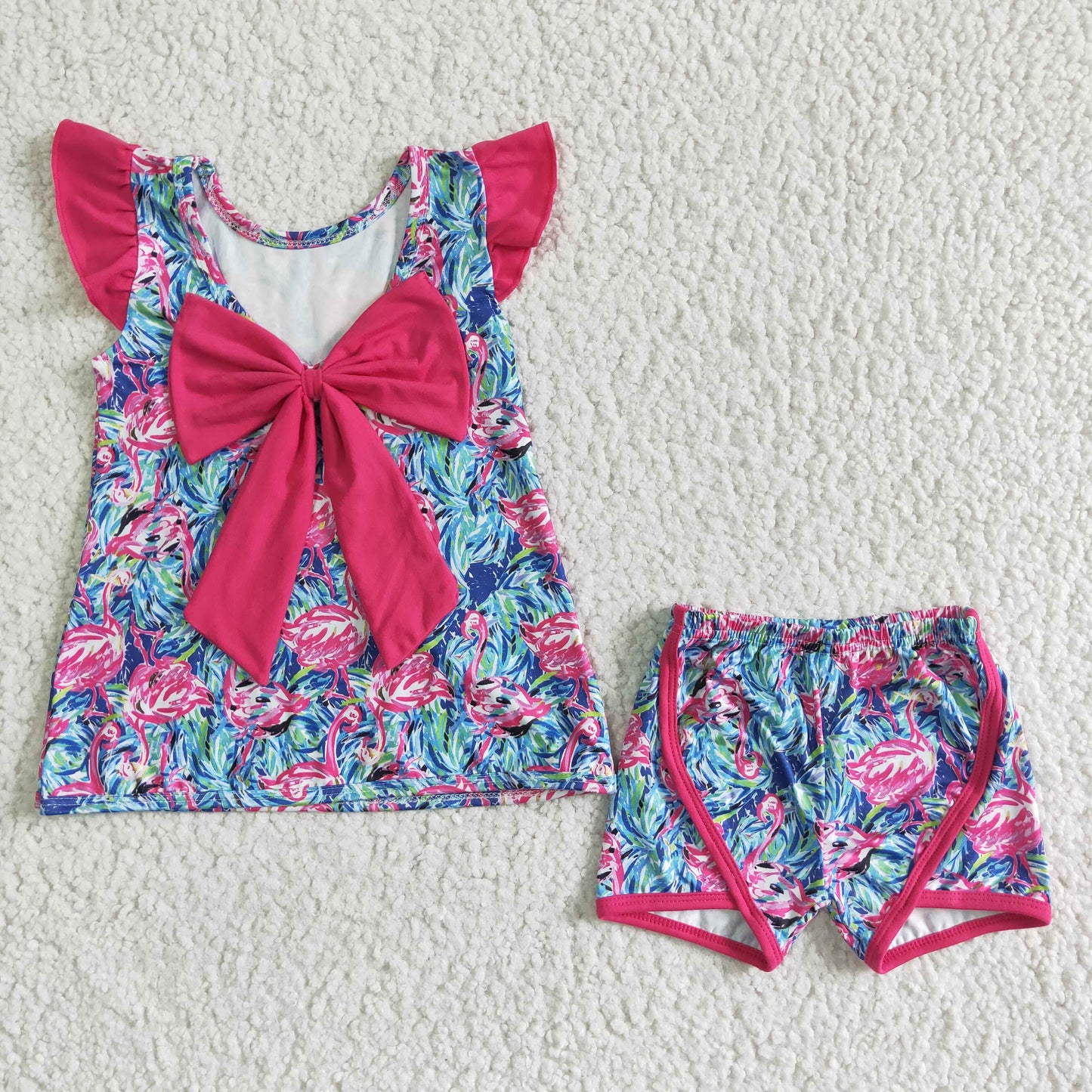 Flutter sleeve top and shorts summer outfits GSSO0100