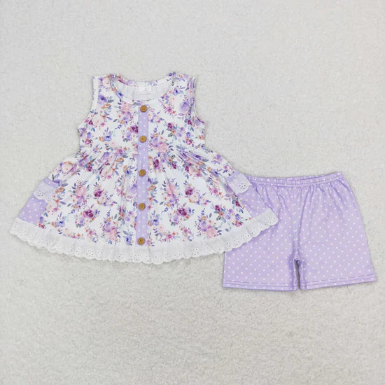 Sibling Baby Girls Sleeveless Bows Lemons Pockets Button Tunic Ruffle Shorts Outfit