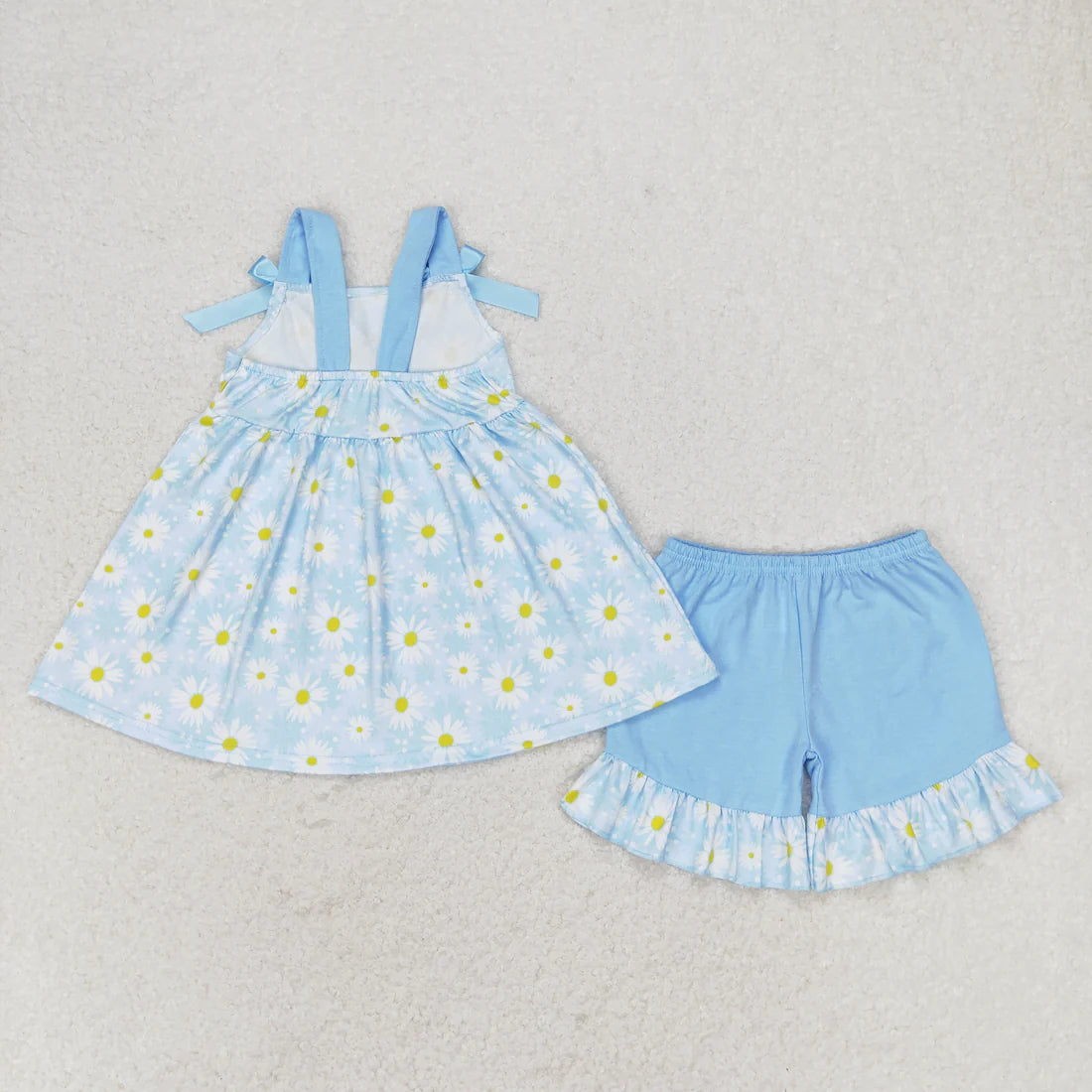 Sibling Baby Girls Straps Floral Tunic Ruffle Shorts Summer Outfit