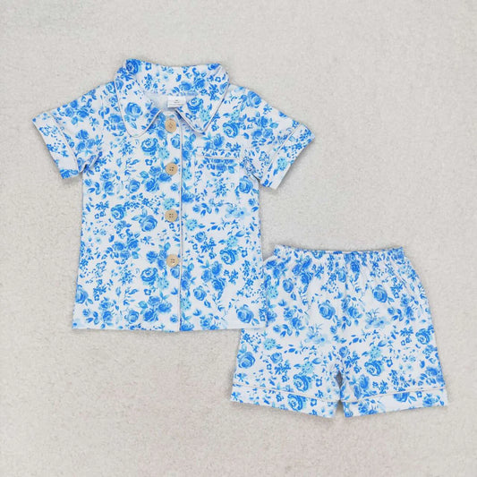 Sibling Baby Girls Water Paisley Ruffle Shirt Shorts Pajamas Outfit