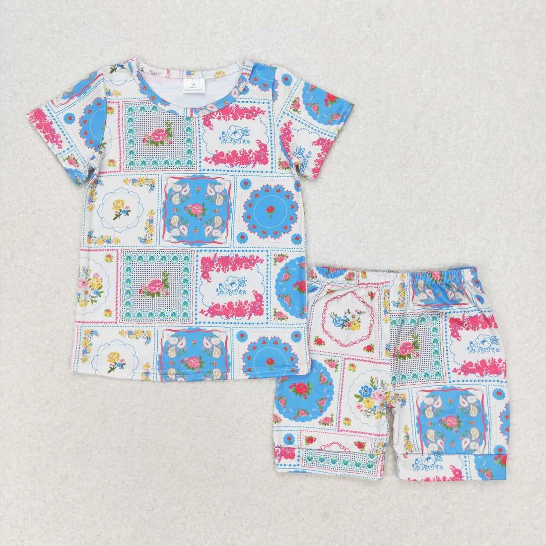 Toddler Girls Floral Patch Shorts Outfit For SUmmer