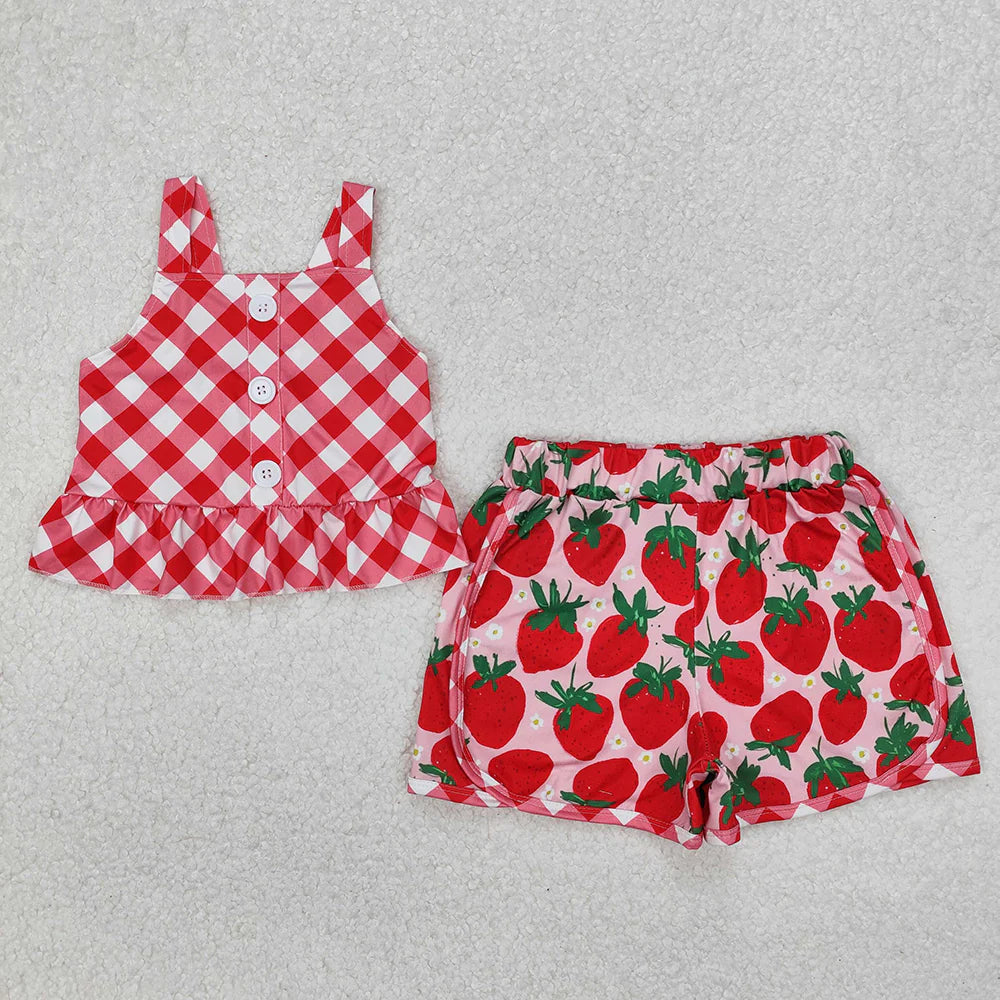 Sibling Baby Girls Summer Straps Top Shorts Clothes Sets