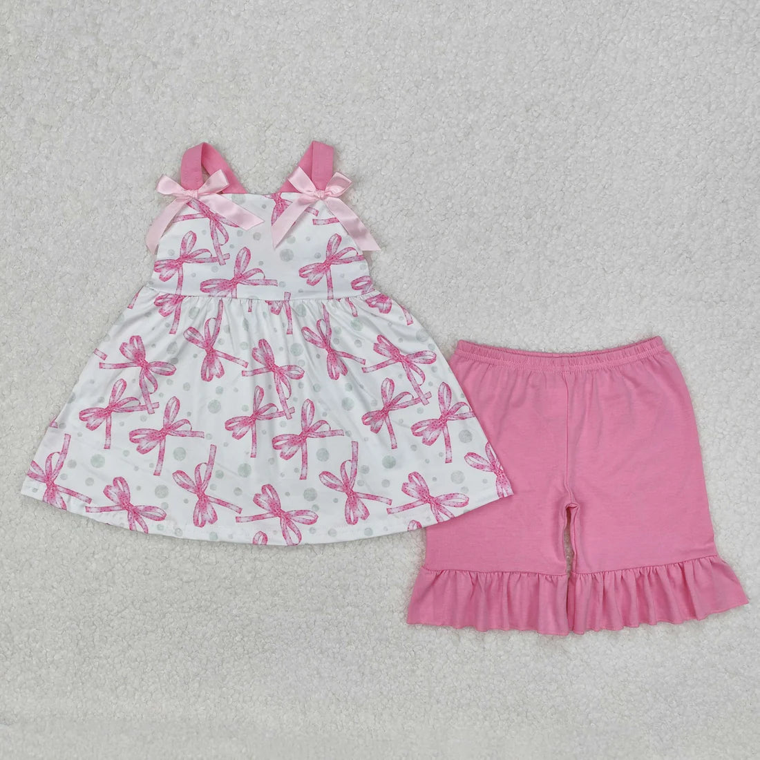 Sibling Baby Girls Straps Floral Tunic Ruffle Shorts Summer Outfit