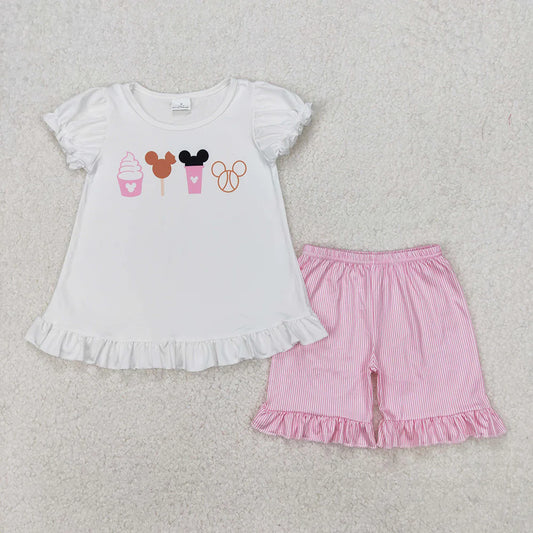 Baby Girls Snacks Short Sleeve Top Ruffle Shorts Clothes Sets