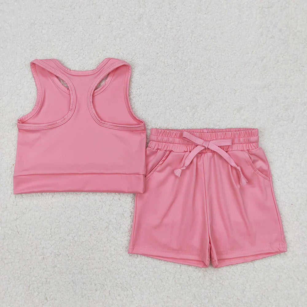 Sibling 4 colors Baby Girls Vest Top Yoga Sports Shorts Outfits