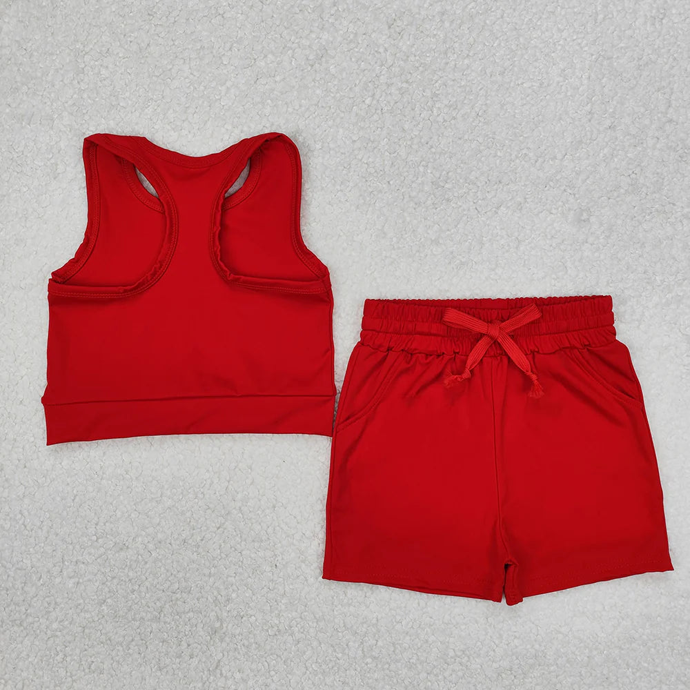 Sibling 4 colors Baby Girls Vest Top Yoga Sports Shorts Outfits