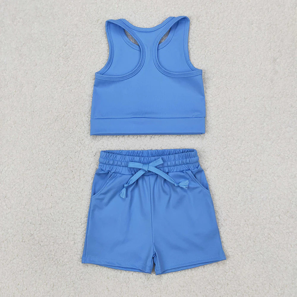 Sibling 4 colors Baby Girls Vest Top Yoga Sports Shorts Outfits