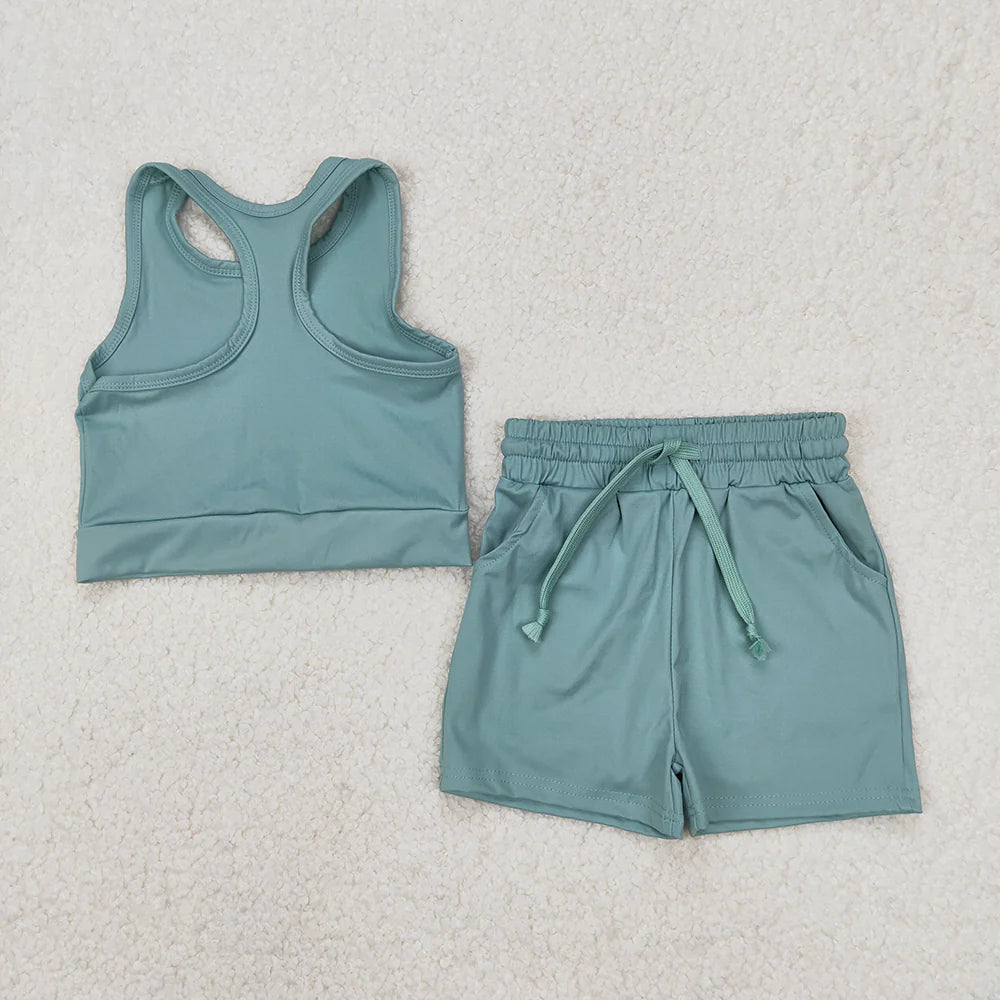 Sibling 4 colors Baby Girls Vest Top Yoga Sports Shorts Outfits