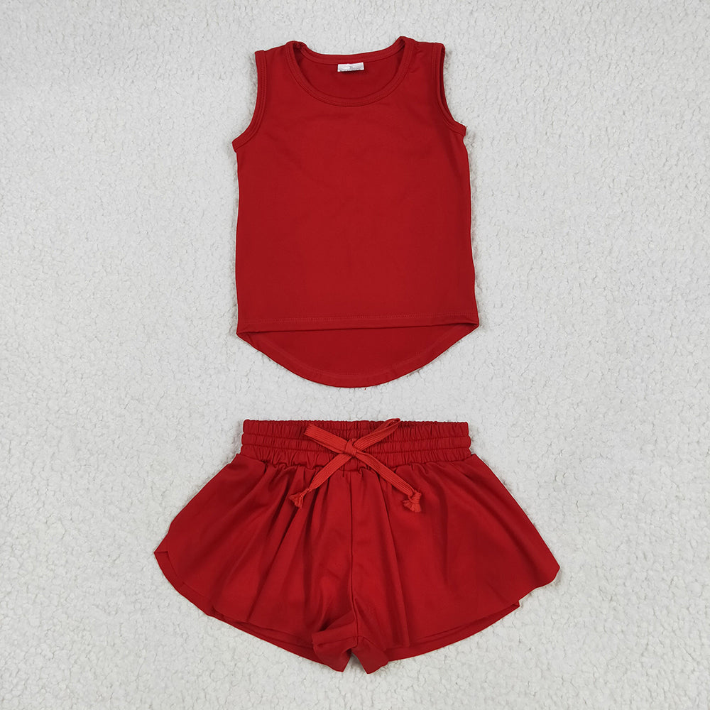 9 Colors Sibling Baby Girls Vest Top Skirt Shorts Yoga Activity Wear Clothes Sets