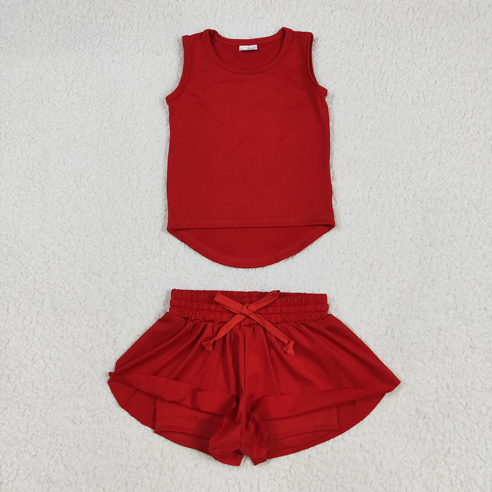 9 Colors Sibling Baby Girls Vest Top Skirt Shorts Yoga Activity Wear Clothes Sets
