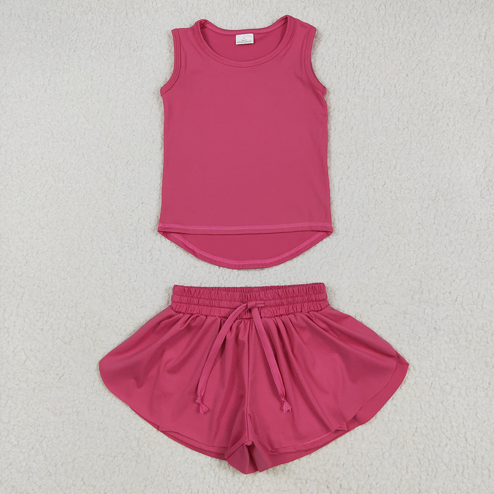 9 Colors Sibling Baby Girls Vest Top Skirt Shorts Yoga Activity Wear Clothes Sets