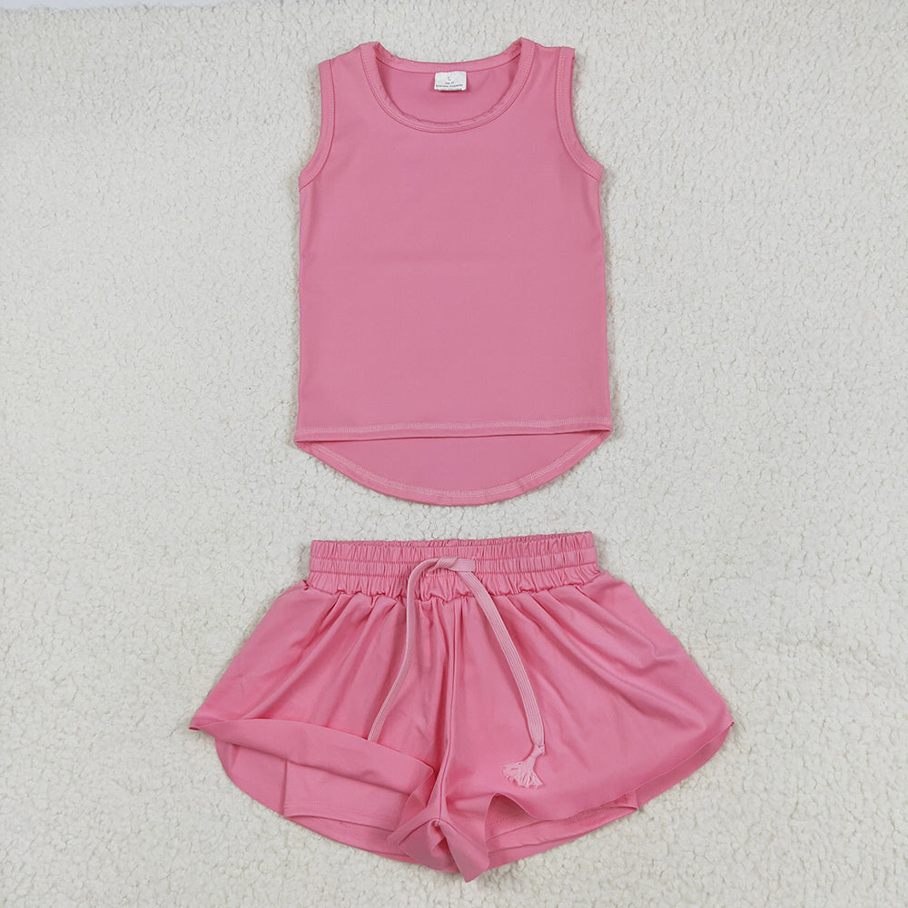 9 Colors Sibling Baby Girls Vest Top Skirt Shorts Yoga Activity Wear Clothes Sets