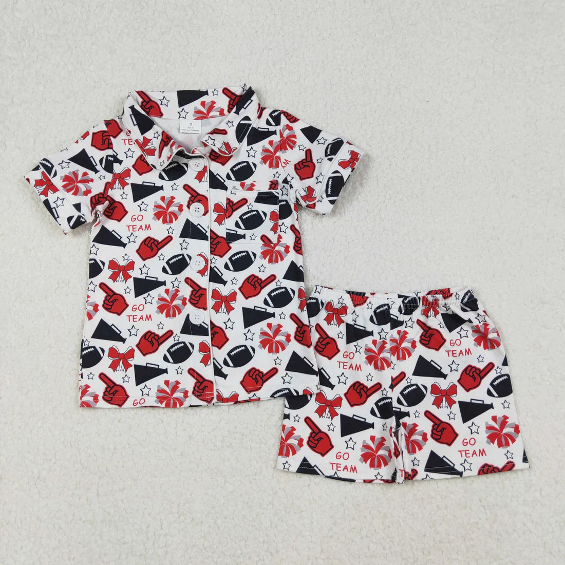 Sibling Baby Girls Go Team Football Cheer Bows Skorts Yoga Active Set Pajamas Sets