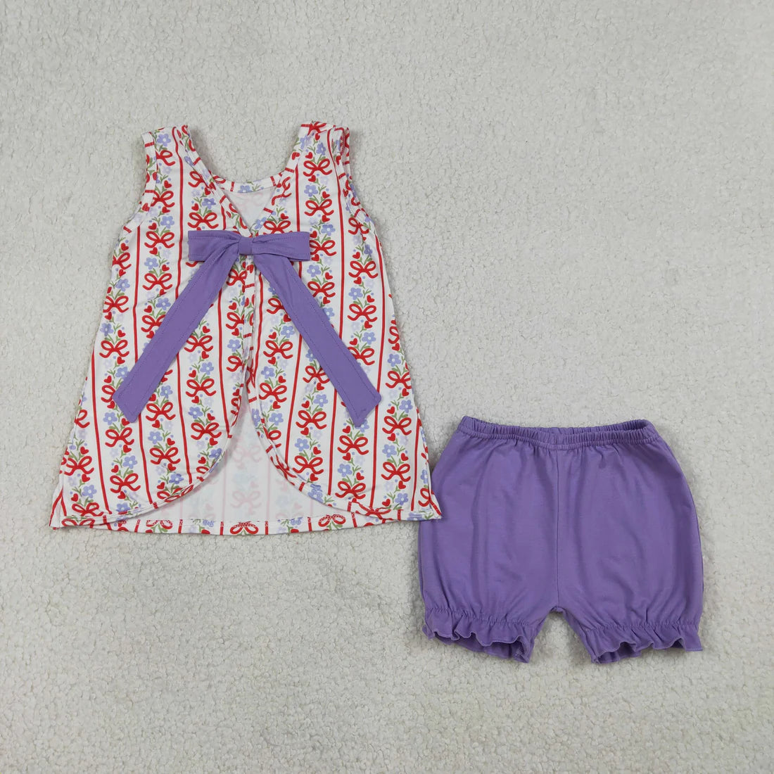 Sibling Baby Girls Colorful Flowers Beach Bows Tunic Ruffle Short Clothes Sets）