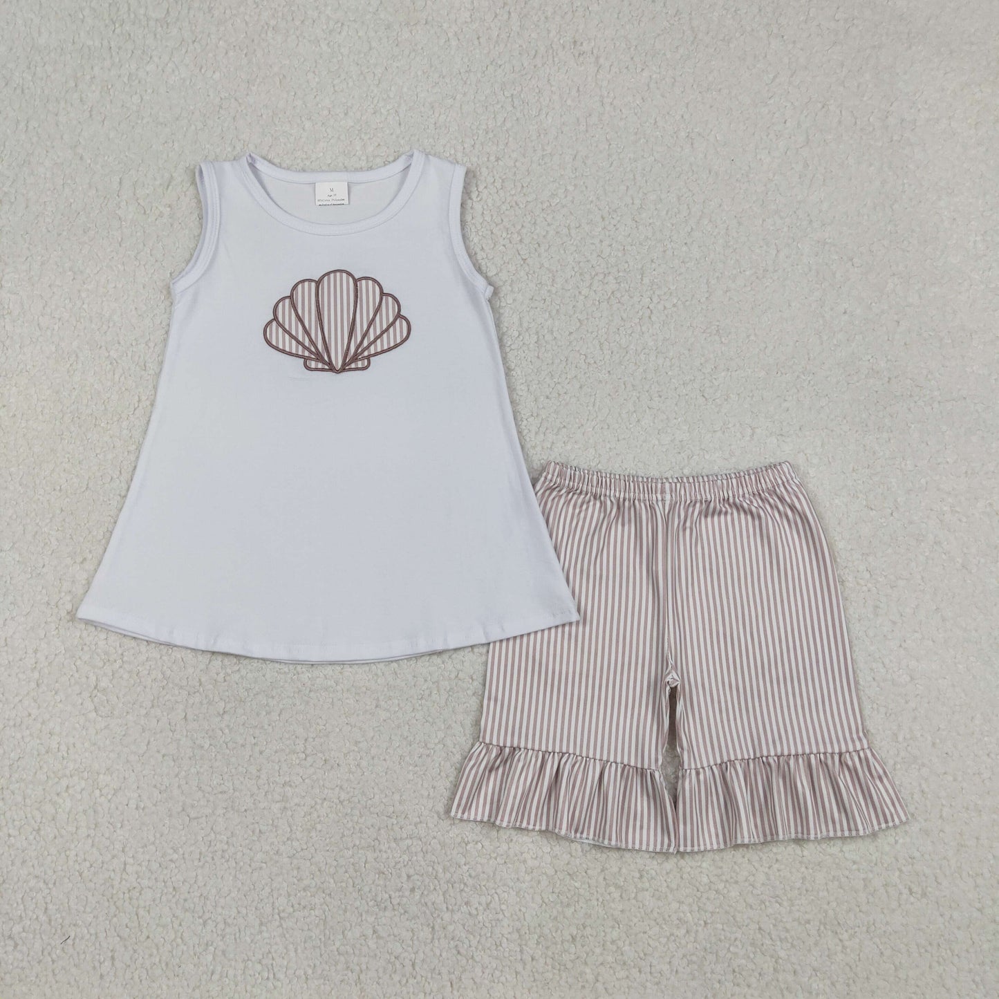 Sibling Baby Boys Girls Embroidery Stripe Shells Top Shorts Clothes Sets