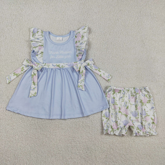 GSSO2846 Thank Heaven Flowers Tunic Top Shorts Girls Summer Clothes Set