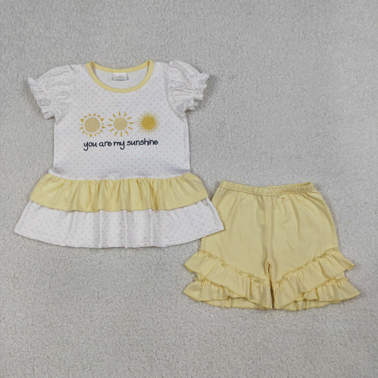 You Are My Sunshine Sibling GIrls and Boys Shorts Outfit