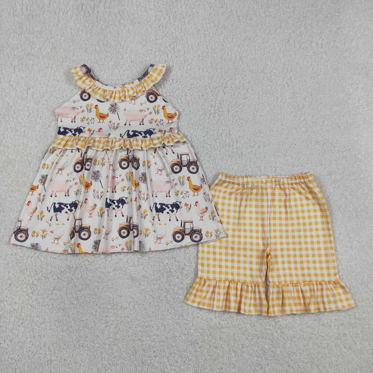 Baby Girls Sibling Summer Farm Animal Print Clothes