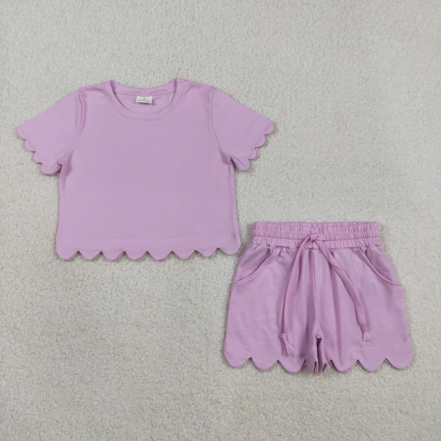 Mommy and Me Violet Cotton Short Sleeve Top Scallop Outfits