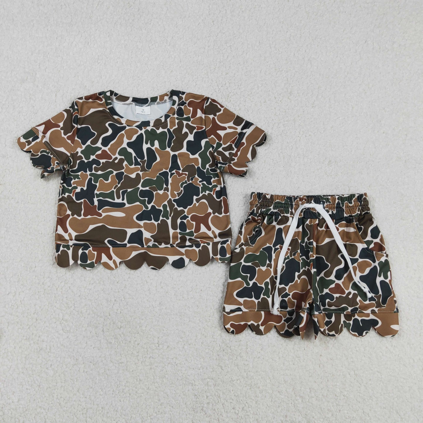 Mommy and Me Brown Camo  Scallop Set - Sleeveless Top & Shorts Outfit
