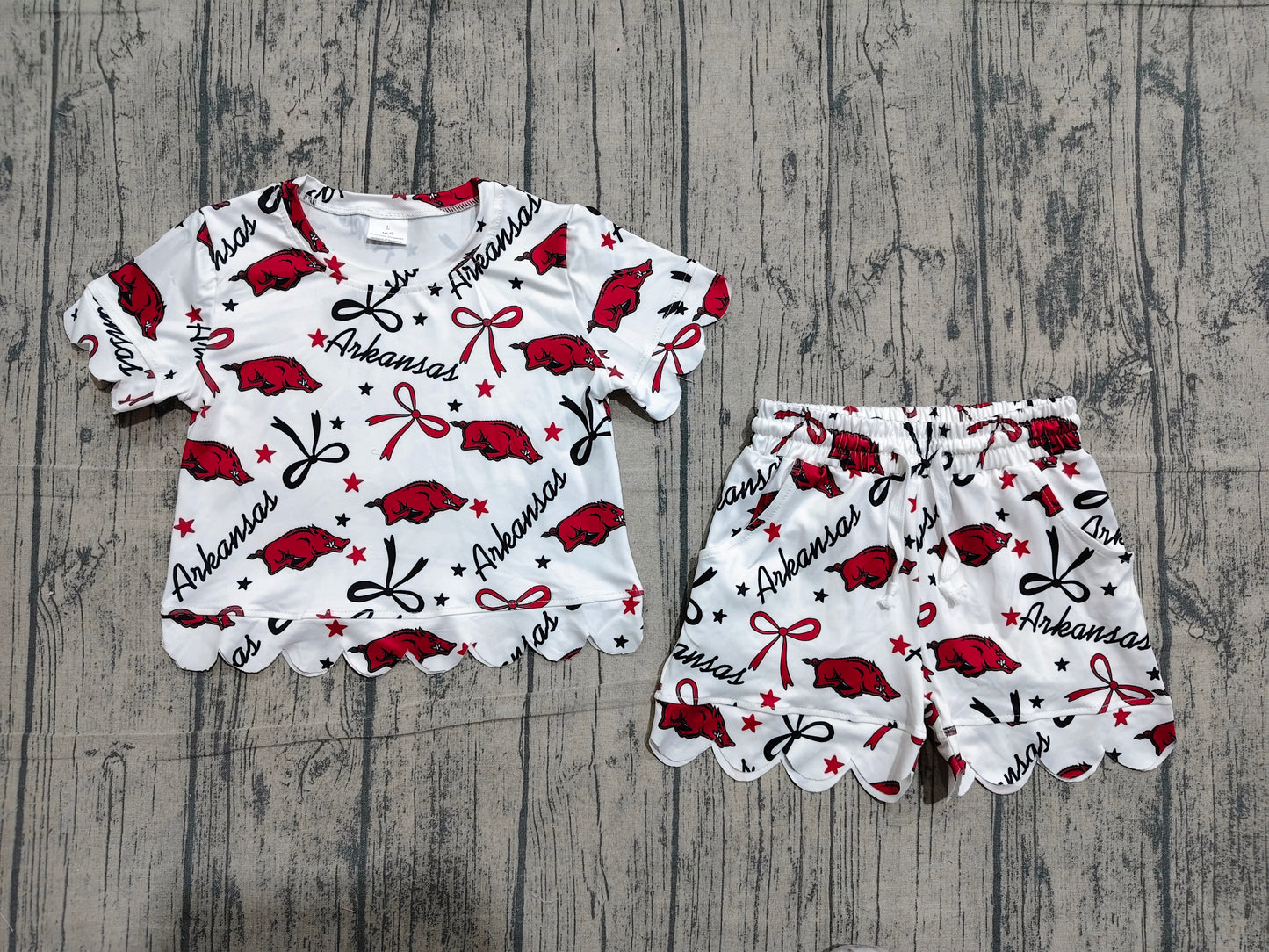 Baby Girls Star Bows Bulls Top Scallop Shorts Team Clothes Sets Preorder