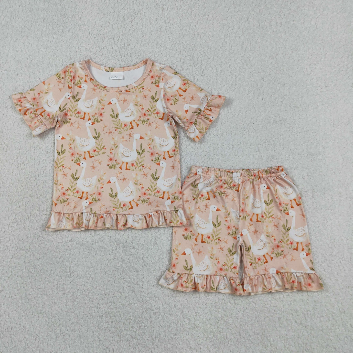 Sibling Girls Short Sleeve Top with Shorts Set With Ruffle