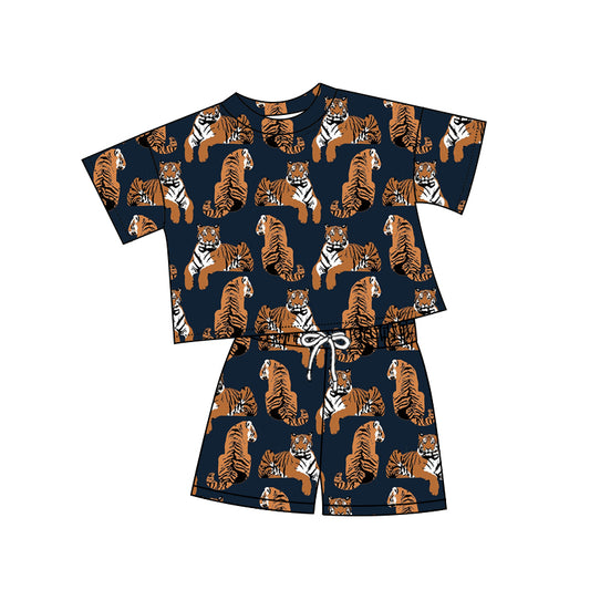 2.6 GSSO3381 Preorder Tigers Black Print Girls Summer Clothes Set