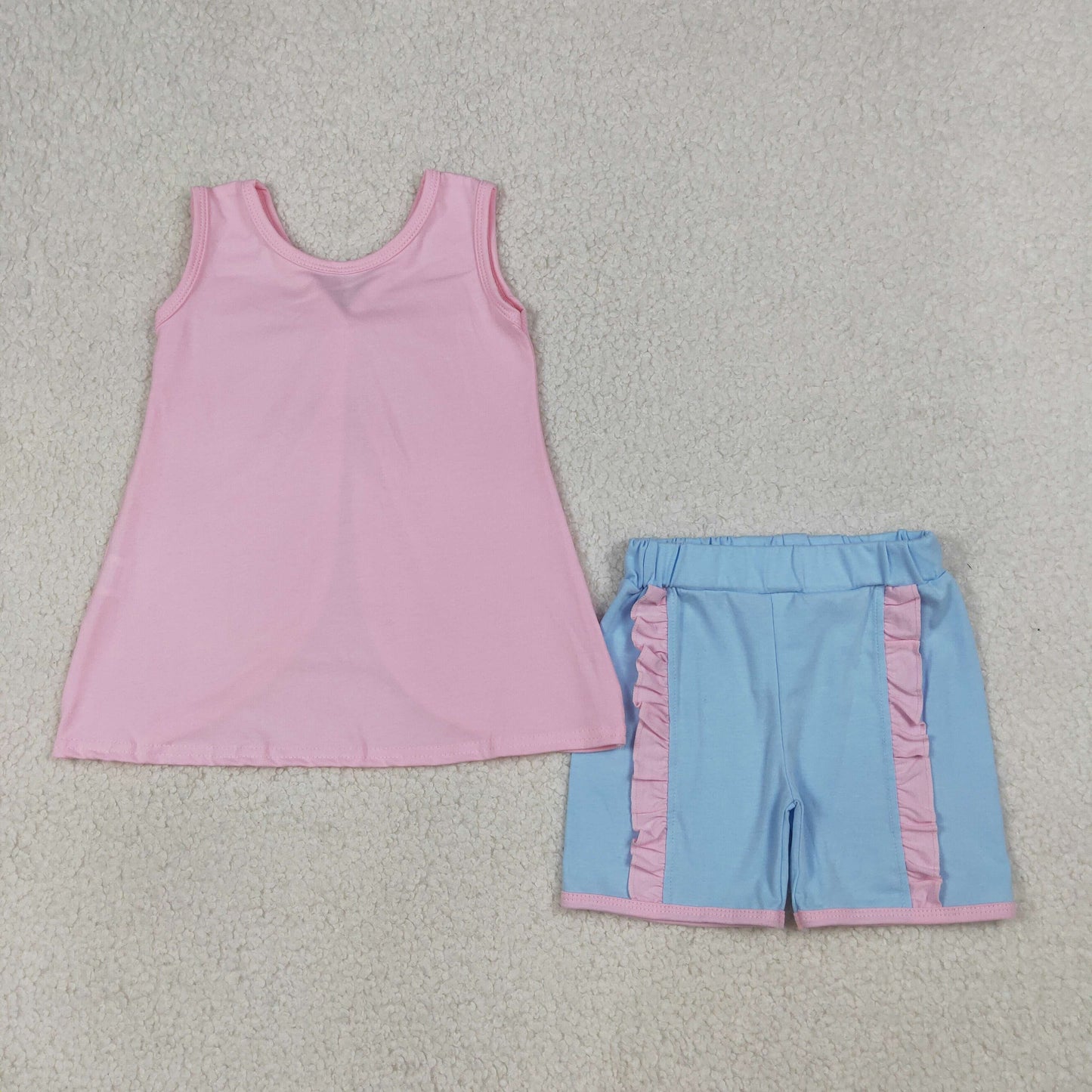 Sibling Baby Girls Princess Tank top +Ruffle Shors Outfit
