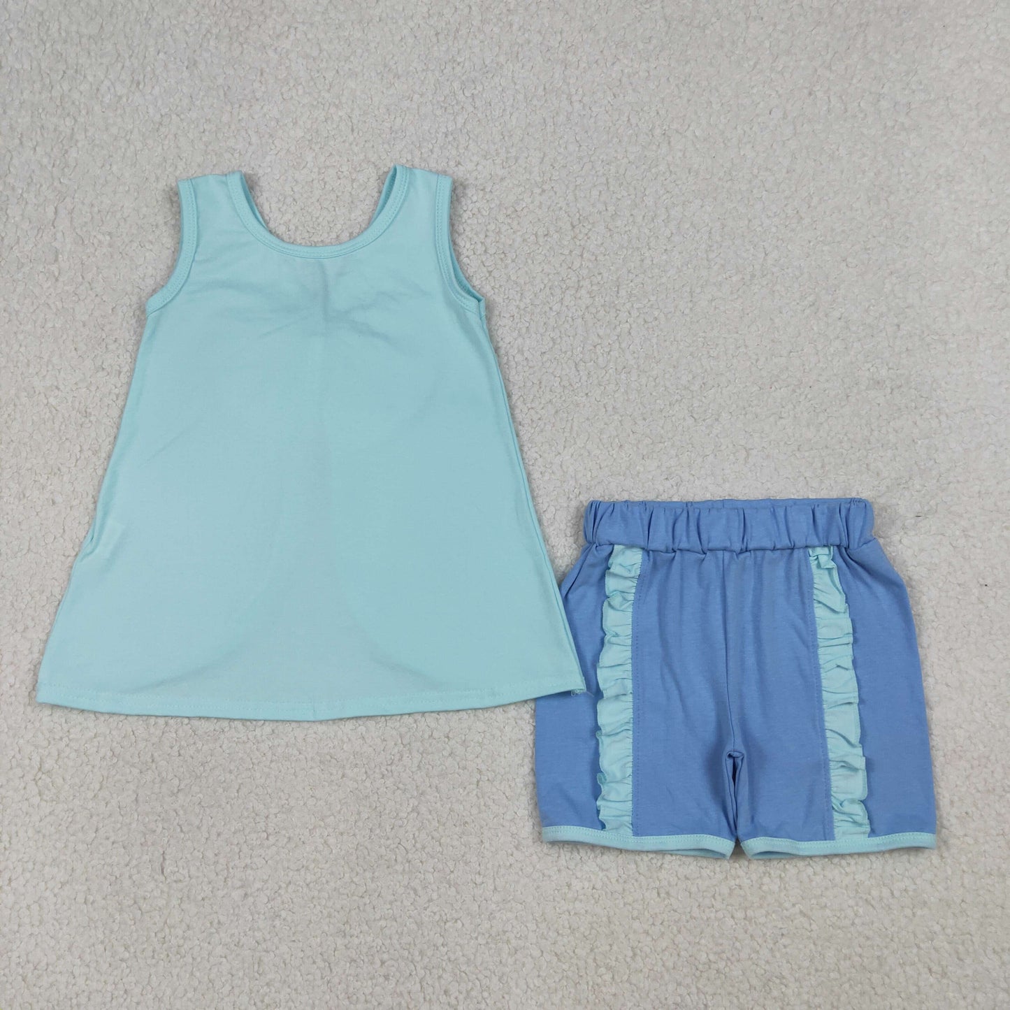 Sibling Baby Girls Princess Tank top +Ruffle Shors Outfit