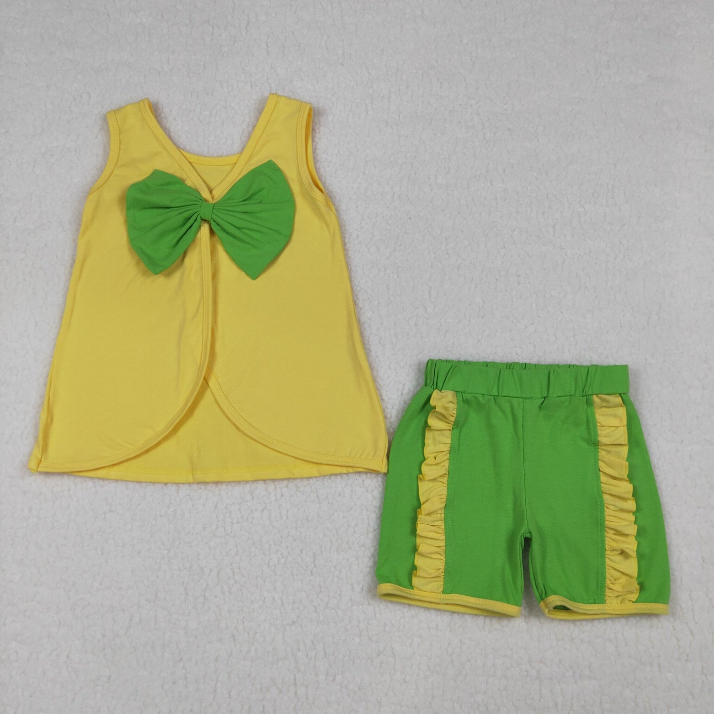 Sibling Baby Girls Princess Tank top +Ruffle Shors Outfit