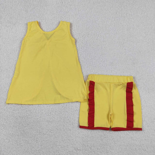 Sibling Baby Girls Princess Tank top +Ruffle Shors Outfit