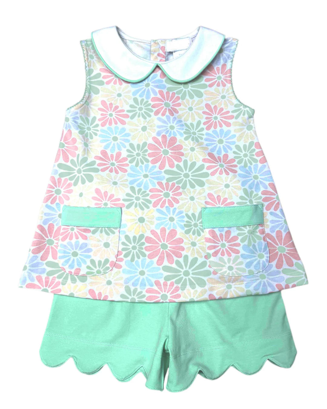 3.23  Baby Girls Daisy Flowers Top with Scalloped Outfit Preorder
