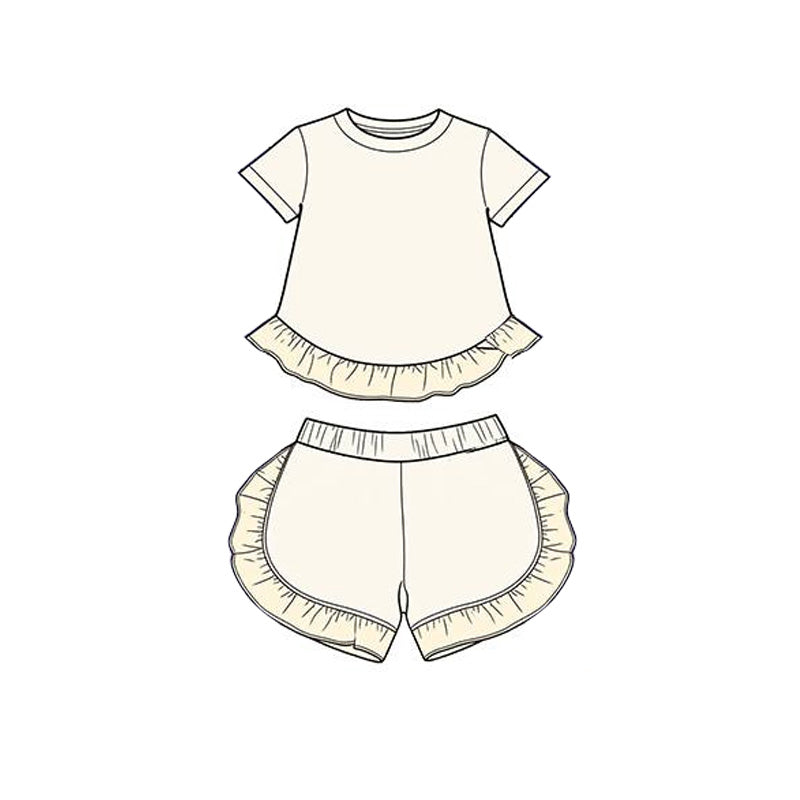 3.26  Baby Girls White Short Sleeve Shirt Top Ruffle Short Clothes Set Preorder