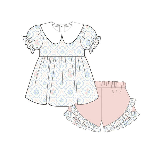 3.30  Vintage Floral Peter Pan Collar Girls 2-Piece Set Preorder