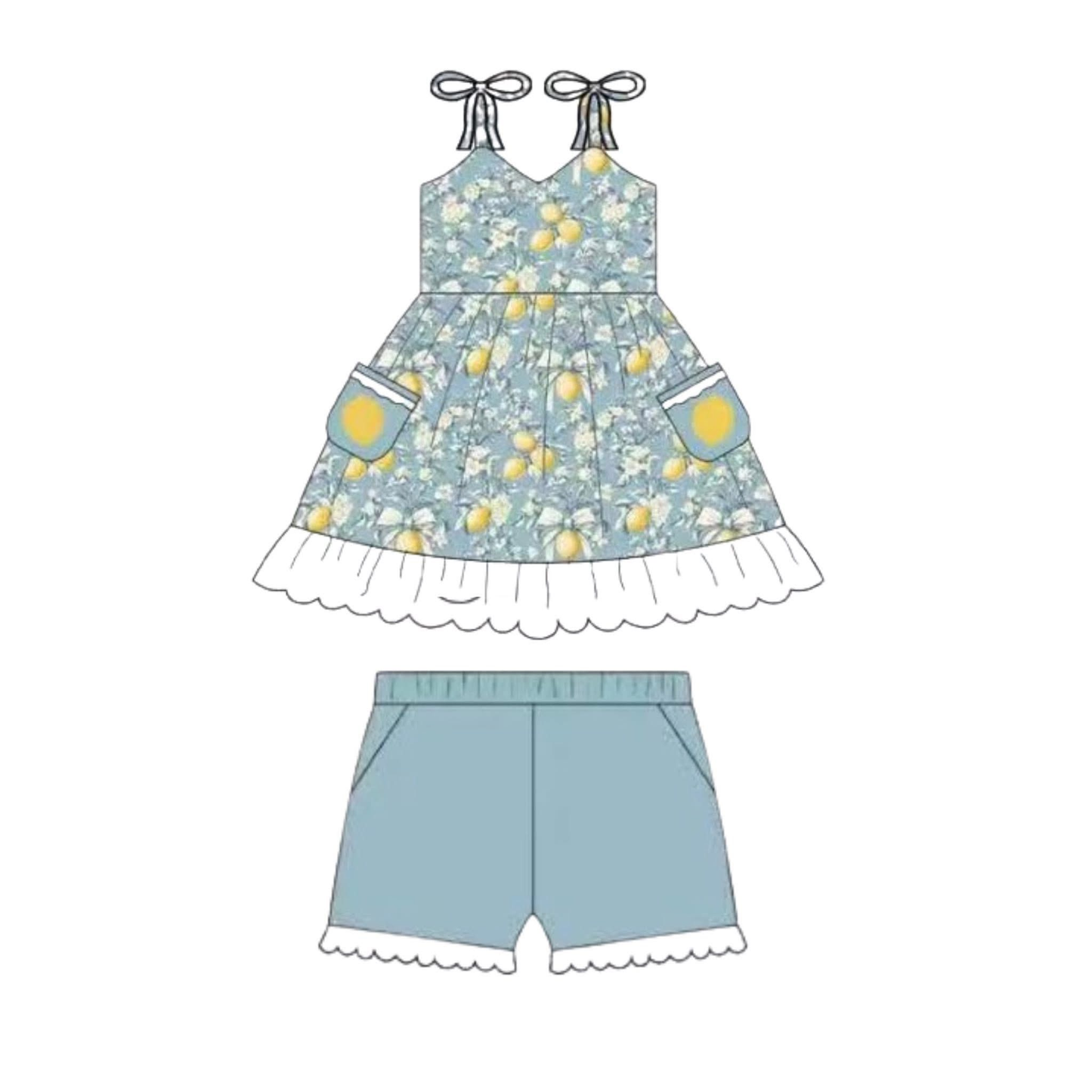 3.31  Baby Girls lemon Tunic top with Shorts Outfit Preorder