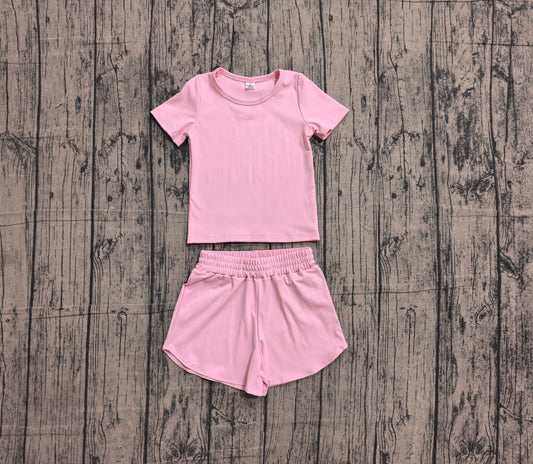 4.15 Toddler Girl Pink 2 Piece Outfit,  Top & Running Shorts Set for Kids Preorder