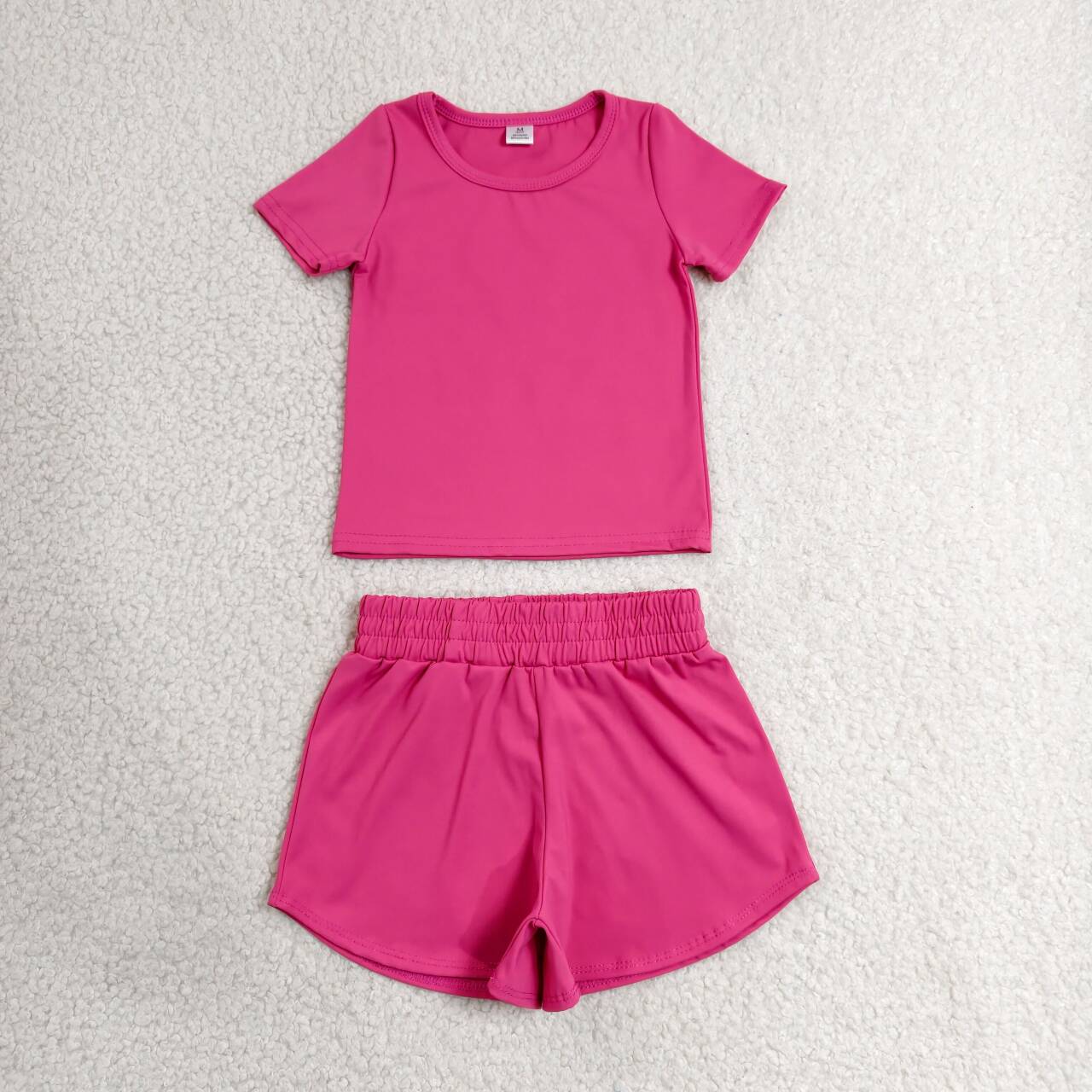 11 Solid Colors Short Sleeve Top Shorts Girls Summer Yoga Clothes Set Sisters Active Sports Wear