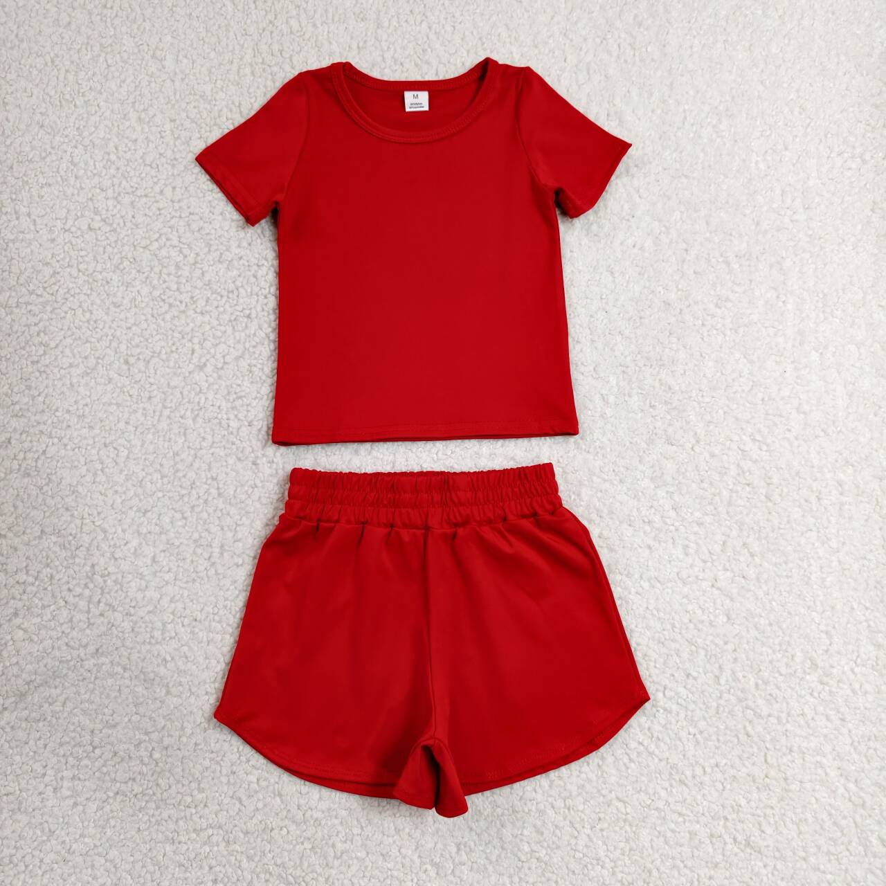 11 Solid Colors Short Sleeve Top Shorts Girls Summer Yoga Clothes Set Sisters Active Sports Wear