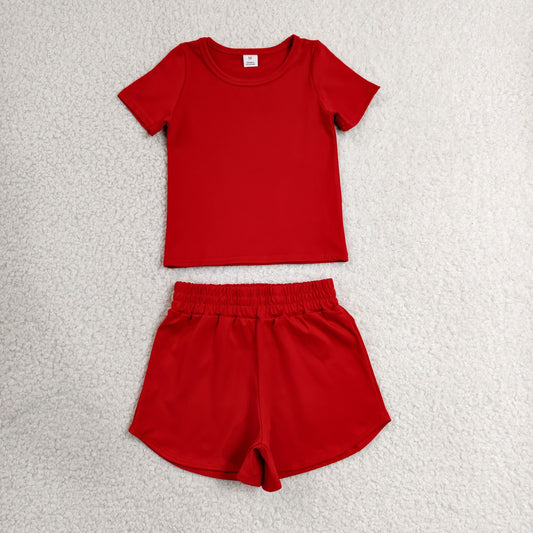 Toddler Girl Red 2 Piece Outfit,  Top & Running Shorts Set for Kids