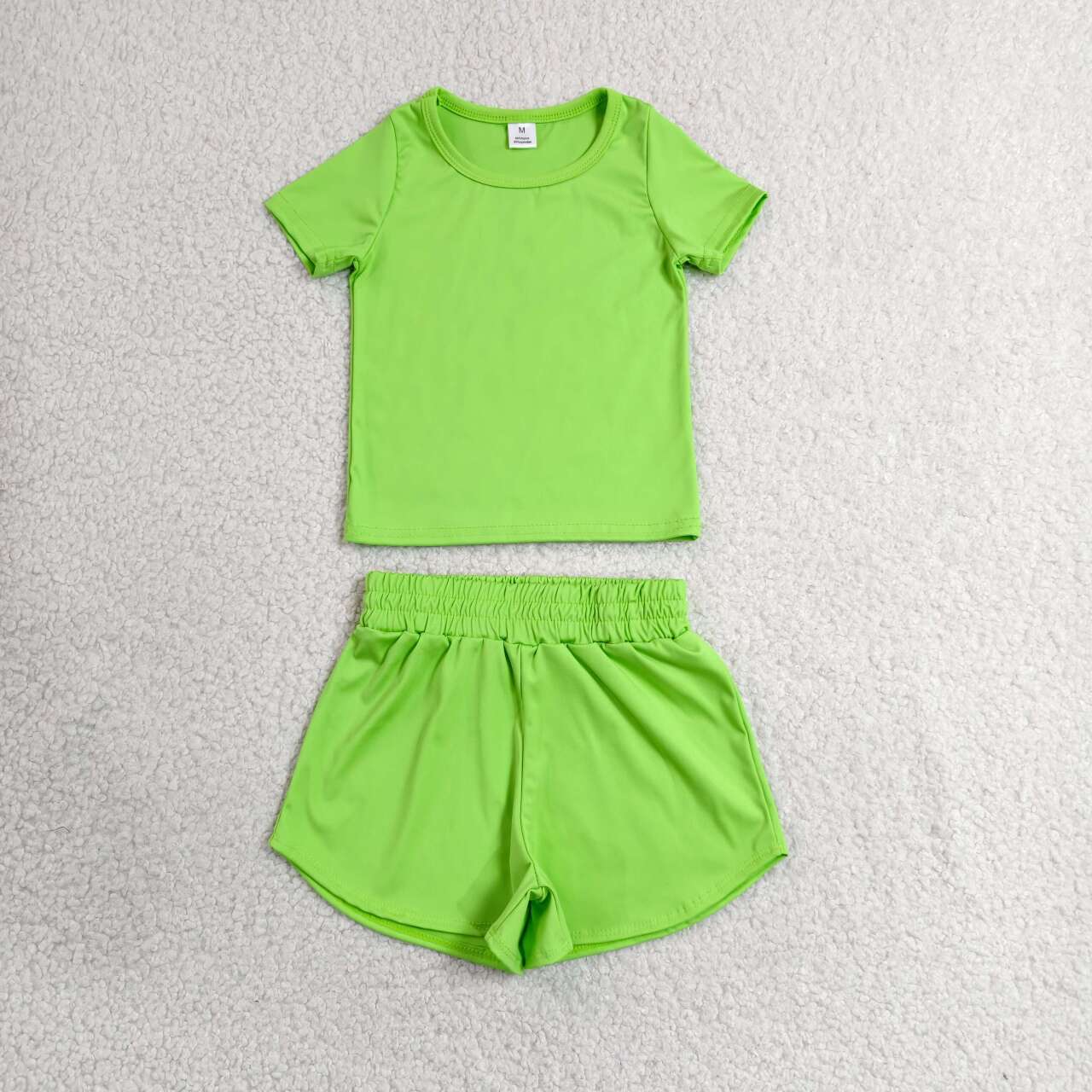 11 Solid Colors Short Sleeve Top Shorts Girls Summer Yoga Clothes Set Sisters Active Sports Wear