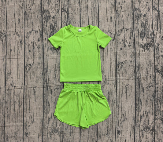 4.15 Toddler Girl Gren 2 Piece Outfit,  Top & Running Shorts Set for Kids Preorder