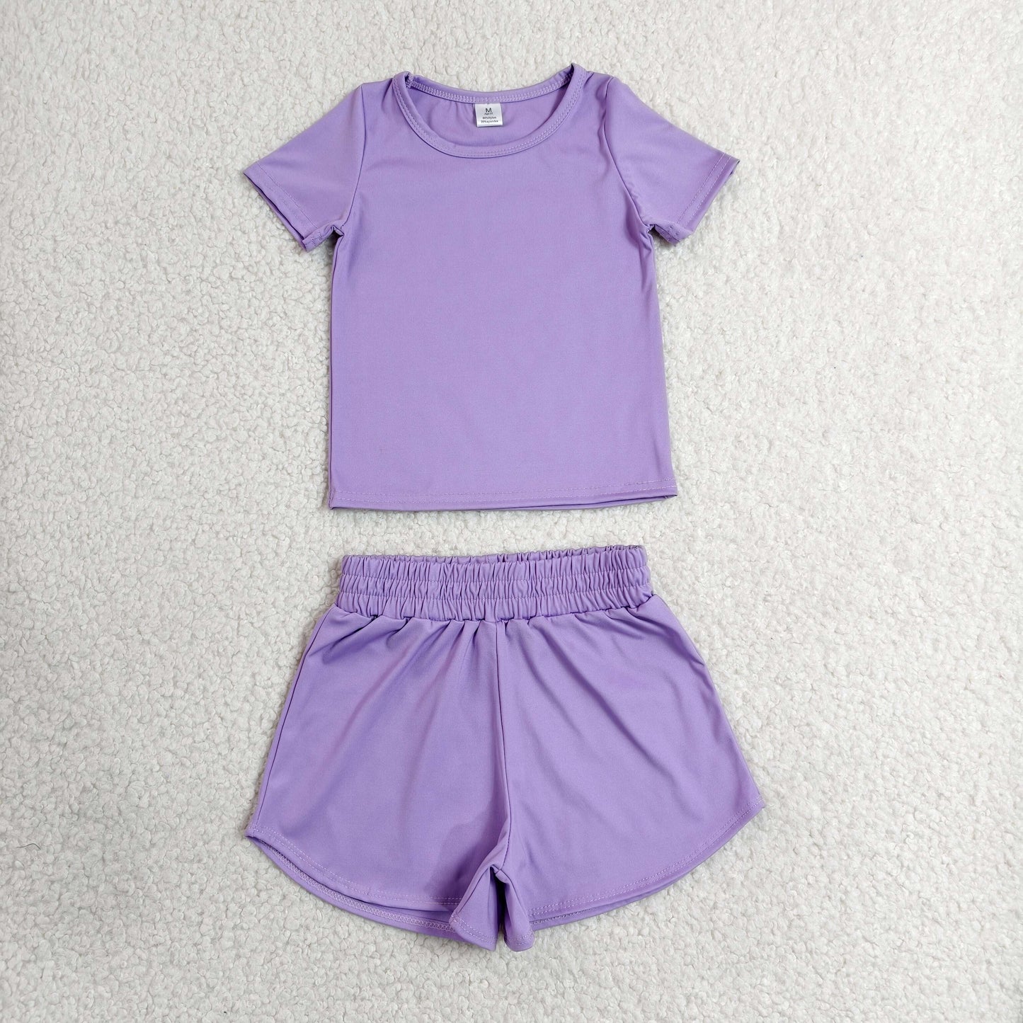 Toddler Girl Purple 2 Piece Outfit,  Top & Running Shorts Set for Kids