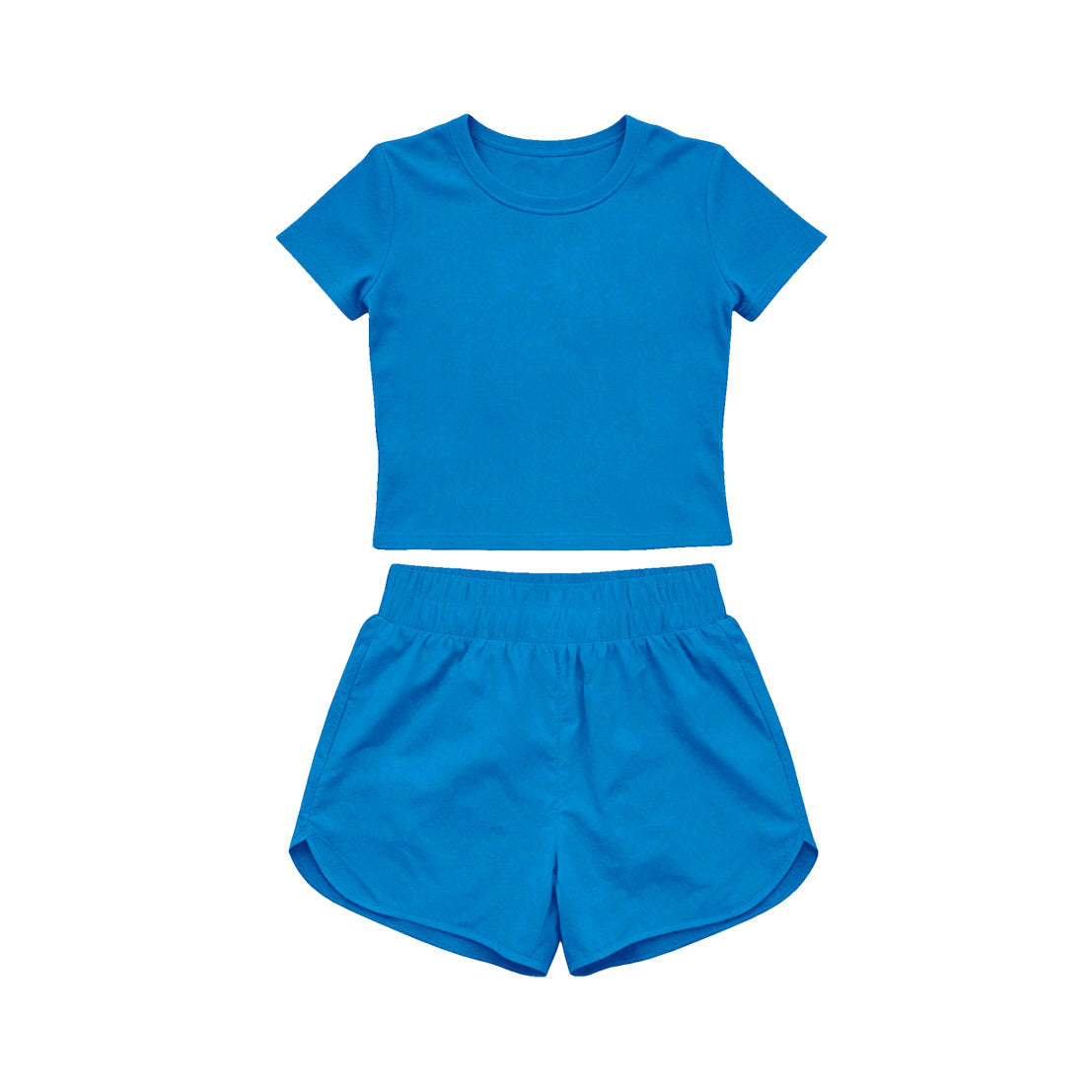 4.15 Toddler Girls Hot Blue Casual Two Piece Set,  Top & Elastic Waist Shorts for Summer Preorder