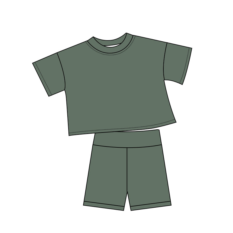 5.6 GSSO3795 Dark Green Baby Girls Summer Clothes Set Preorder
