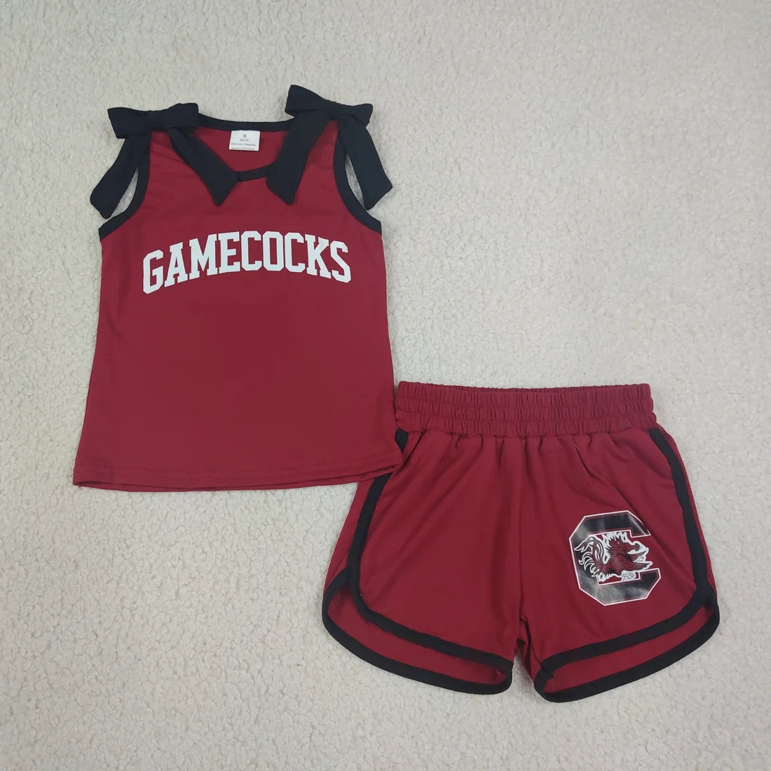 Sibling Kids Girls Bows Sleeveless Tank Top Shorts Vinyl Sport Team Outfit