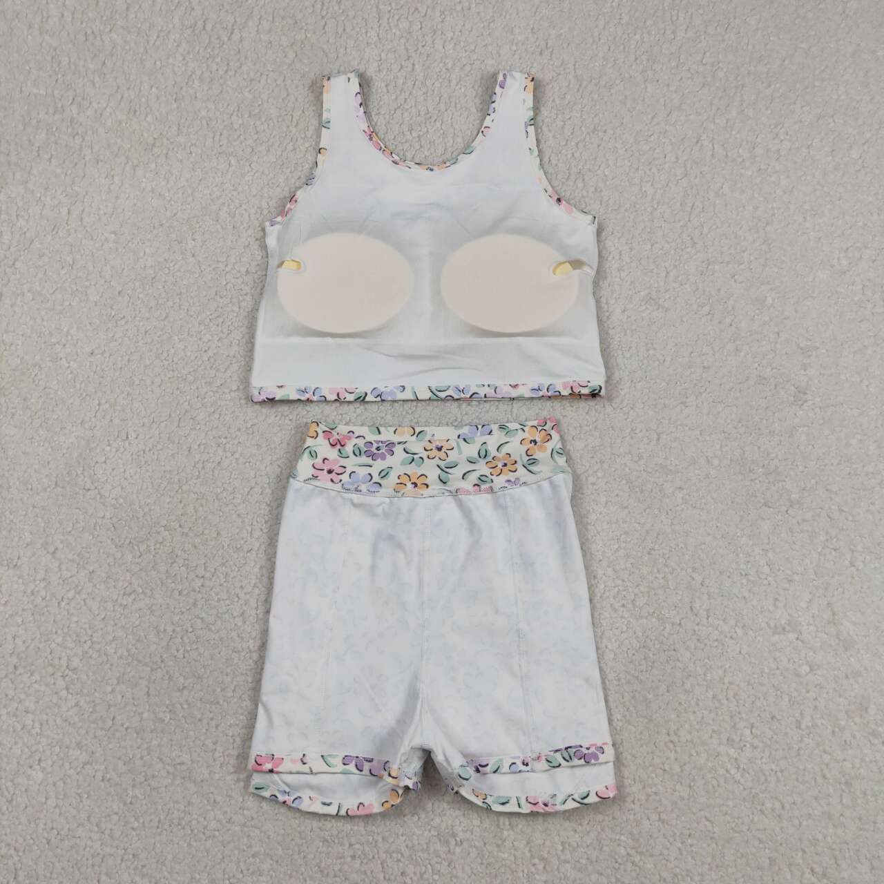 GSSO3838 Colorful Flowers Tank Top Skorts Girls Summer Yoga Clothes Set
