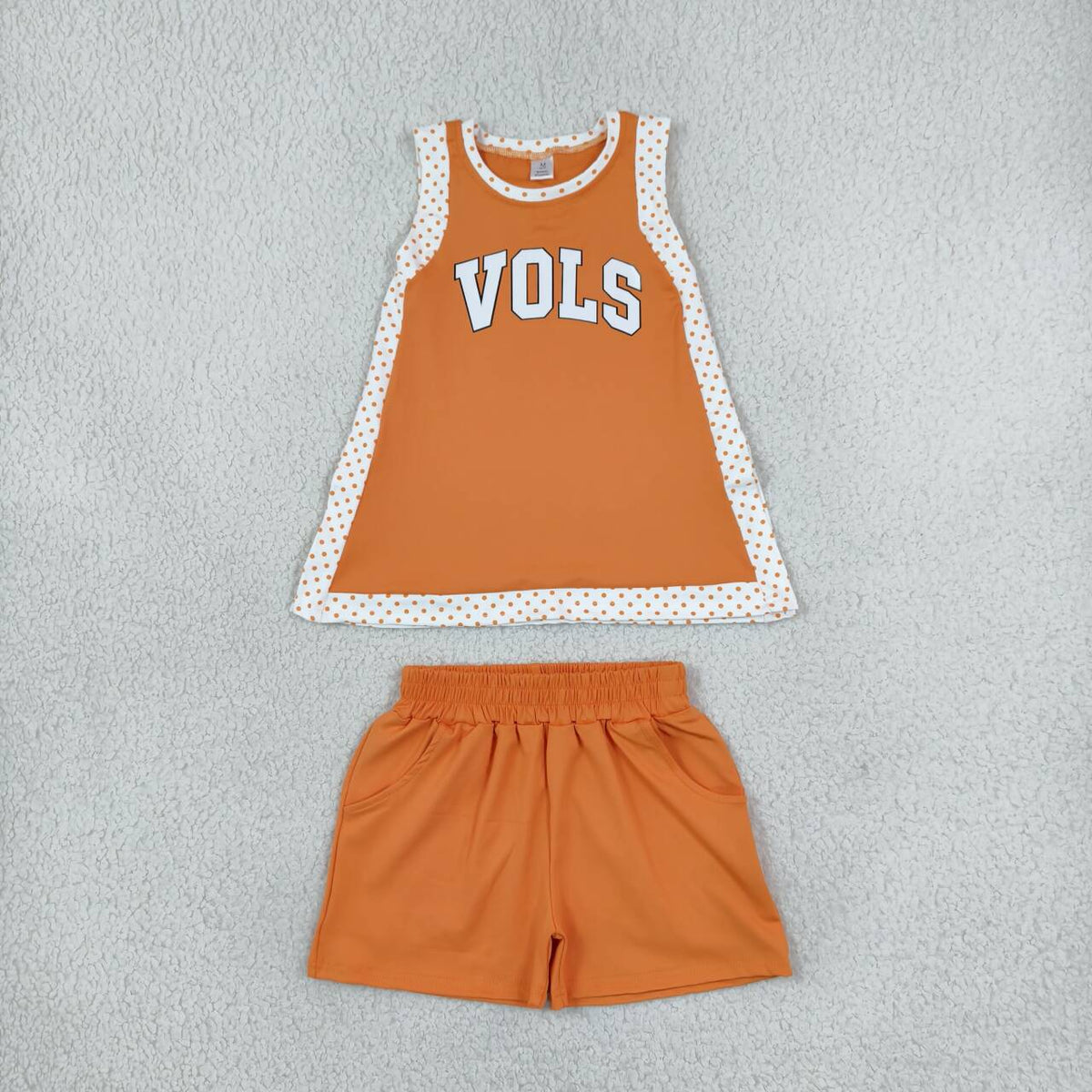 GSSO3852 VOLS Vinyl Teams Tennessee Orange Sleeveless Top Shorts Girls Summer Yoga Clothes Set