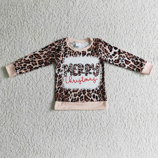 Girls leopard print Christmas top    GT0060
